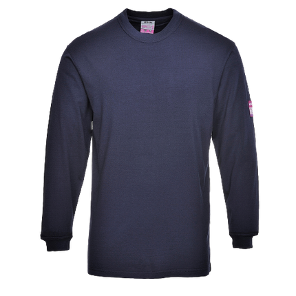Portwest Flame Resistant Anti-Static Long Sleeve T-Shirt Navy Breathable FR11-KarWorkwear
