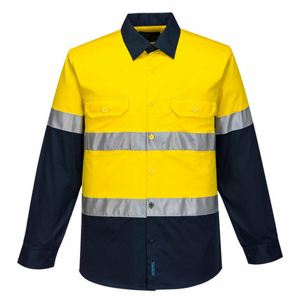 Portwest Mens Prime Mover Taped Hi-Vis Lightweight Long Sleeve Shirt Work MA801-KarWorkwear