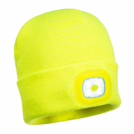 Portwest Mens Beanie Hat LED Head Light USB Rechargeable Warm Work Comfort B029-KarWorkwear