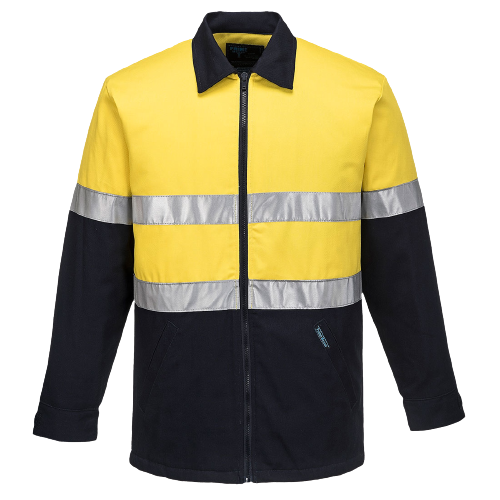 Portwest Quilt Padded Cotton Drill Jacket 2 Tone Reflective Work Safety MJ987-KarWorkwear