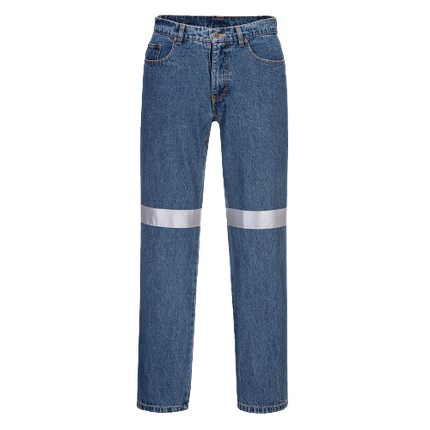 Portwest Denim Pants with Tape Pre Shrunk Reflective Tape Straight Pant MW169-KarWorkwear
