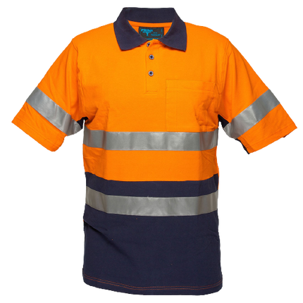 Portwest Short Sleeve Cotton Pique Polo with Tape HiVisTex Reflective Work MP618-KarWorkwear