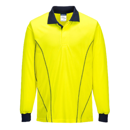 Portwest AirMesh Long Sleeve Polo Shirt Yellow Comfortable Taped Hi Vis MP512-KarWorkwear