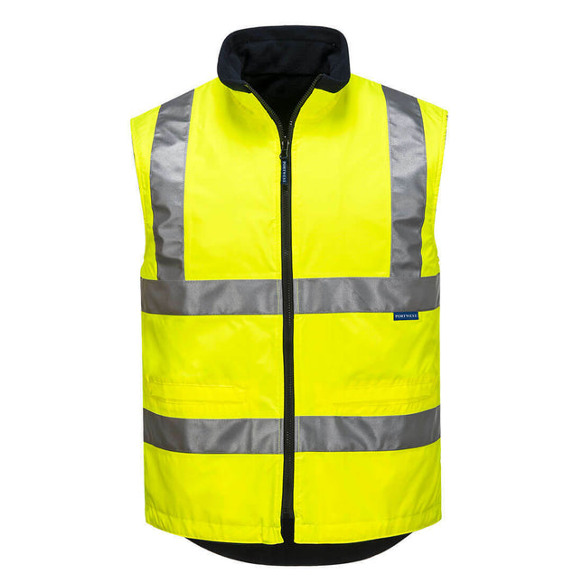 Portwest Mens Hi-Vis Polar Fleece Reversible Vest Reflective Work Safety MV214-KarWorkwear