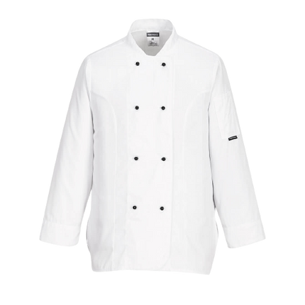 Portwest Rachel Ladies Chefs Jacket L/S White Mesh Air Long Sleeve Pocket C837-KarWorkwear