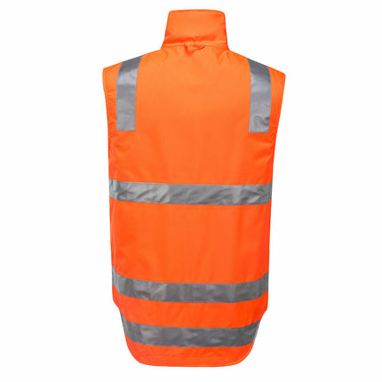 Portwest Mens Huski Traffic Vest Hi-Vis Work Reversible Taped Safety K8132-KarWorkwear