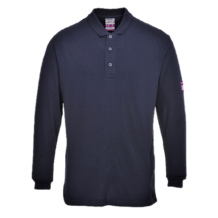Portwest Flame Resistant Anti-Static Long Sleeve Polo Shirt Ribbed Collar FR10-KarWorkwear