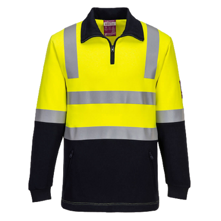 Portwest Flame Resistant Hi-Vis Brushed Fleece 1/2 Zip Jumper Comfortable MF202-KarWorkwear