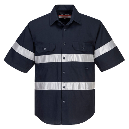 Portwest Geelong Shirt, Short Sleeve, Regular Weight Reflective Work MA909-KarWorkwear