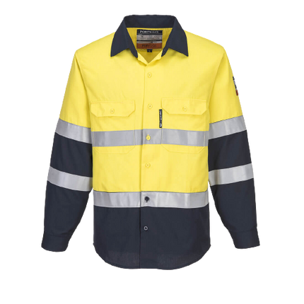 Portwest Mens Prime Mover Hi-Vis Work Shirt Long Sleeve Closed Front Taped FR04-KarWorkwear
