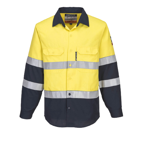 Portwest Mens Prime Mover Hi-Vis Work Shirt Long Sleeve Closed Front Taped FR04-KarWorkwear