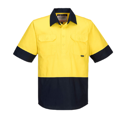 Portwest Hi-Vis Two Tone Lightweight Short Sleeve Closed Front Shirt Wear MC802-KarWorkwear