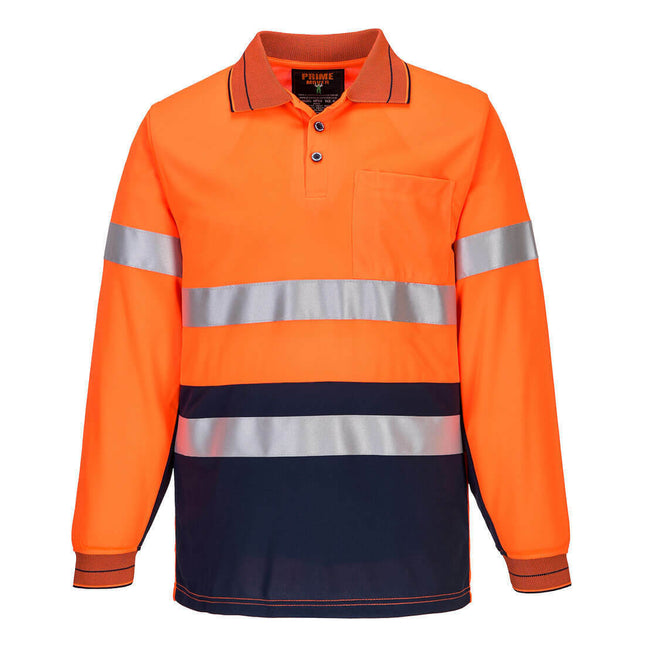 Portwest Mens Prime Mover Long Sleeve Micro Mesh Polo Taped Work Hi-Vis MP513-KarWorkwear