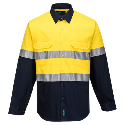 Portwest Hi-Vis Two Tone Regular Weight Long Sleeve Shirt Tape Safety MA101-KarWorkwear