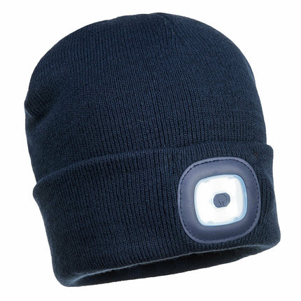 Portwest Mens Beanie Hat LED Head Light USB Rechargeable Warm Work Comfort B029-KarWorkwear