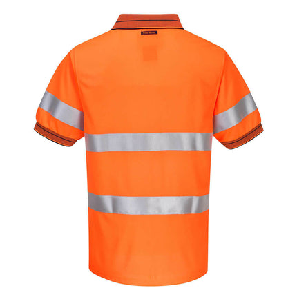 Portwest Mens Prime Mover Short Sleeve Micro Mesh Polo Taped Hi-Vis Work MP510-KarWorkwear
