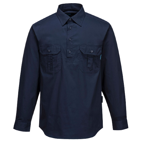Portwest Adelaide Shirt, Long Sleeve, Light Weight Cotton Polo Shirt MC903-KarWorkwear