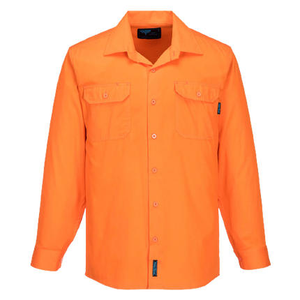 Portwest Hi-Vis Lightweight Long Sleeve Shirt Collared Button Comfy Shirt MS301-KarWorkwear