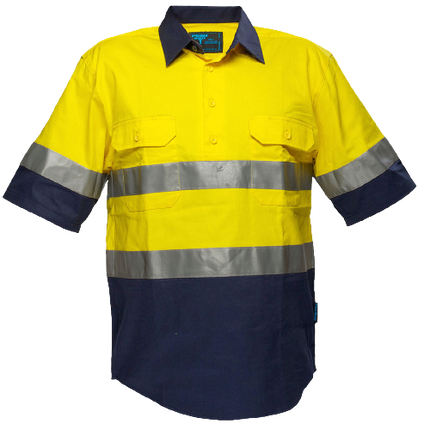 Portwest Hi-Vis Two Tone Regular Weight Short Sleeve Close Shirt Tape MC102-KarWorkwear
