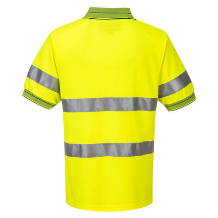 Portwest Mens Prime Mover Short Sleeve Micro Mesh Polo Taped Hi-Vis Work MP510-KarWorkwear