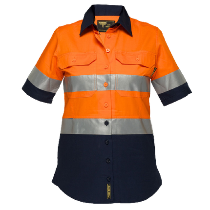 Portwest Ladies 2 Tone Lightweight Short Sleeve Shirt with Tape Hi VisTex ML809-KarWorkwear