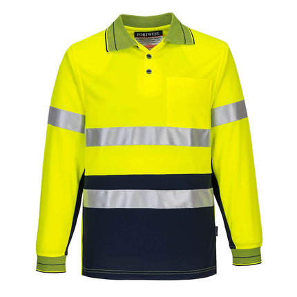 Portwest Mens Prime Mover Long Sleeve Micro Mesh Polo Taped Work Hi-Vis MP513-KarWorkwear