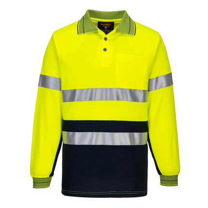 Portwest Mens Prime Mover Long Sleeve Cotton Work Shirt Polo Hi-Vis Taped MP313-KarWorkwear