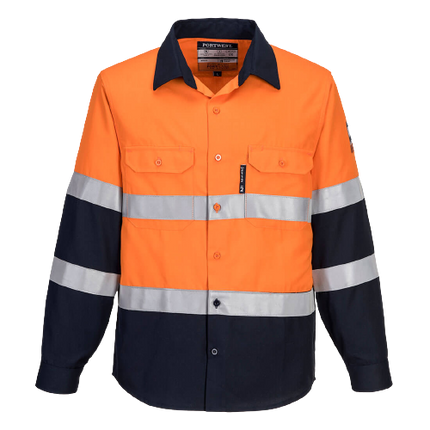 Portwest Mens Prime Mover Hi-Vis Work Shirt Long Sleeve Closed Front Taped FR04-KarWorkwear