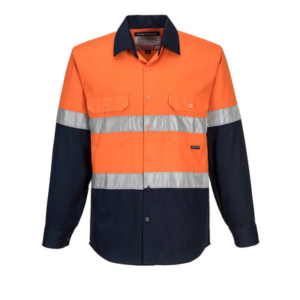 Portwest Mens Prime Mover Work Hi-Vis Two Tone Long Sleeve Shirt Taped MA101-KarWorkwear