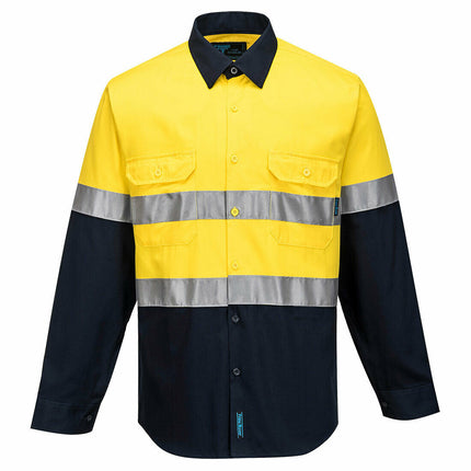 Portwest Mens Prime Mover Work Hi-Vis Two Cotton Reflective Shirt Taped MA101-KarWorkwear
