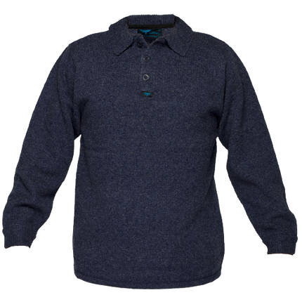 Portwest Wool Knit Jumper Collared Navy Button Opening Long Sleeve MW863-KarWorkwear