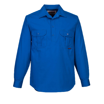 Portwest Adelaide Shirt, Long Sleeve, Light Weight Cotton Polo Shirt MC903-KarWorkwear