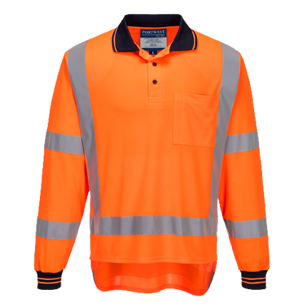 Portwest TTMC Long Sleeve Polo 2 Tone Comfort HiVis Reflective Work Safety TM312-KarWorkwear