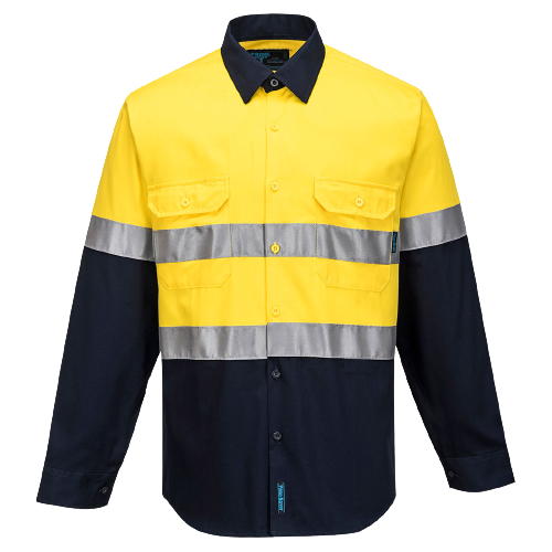 Portwest Hi-Vis Two Tone Regular Weight Long Sleeve Shirt Tape Safety MA101-KarWorkwear