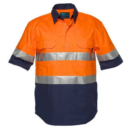 Portwest Hi-Vis Two Tone Regular Weight Short Sleeve Close Shirt Tape MC102-KarWorkwear