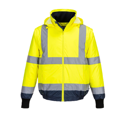 Portwest Hi-Vis Essential 2-in-1 Bomber Jacket with tape Reflective Safety MJ464-KarWorkwear