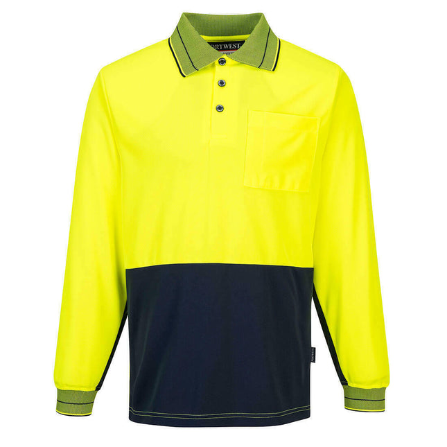 Portwest Mens Prime Mover Long Sleeve Micro Mesh Work Polo Shirt Cool Dry MP113-KarWorkwear
