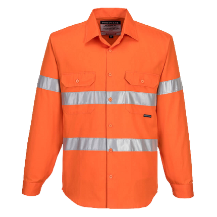 Portwest Hi-Vis Regular Weight Long Sleeve Shirt Tape Reflective Safety MA191-KarWorkwear