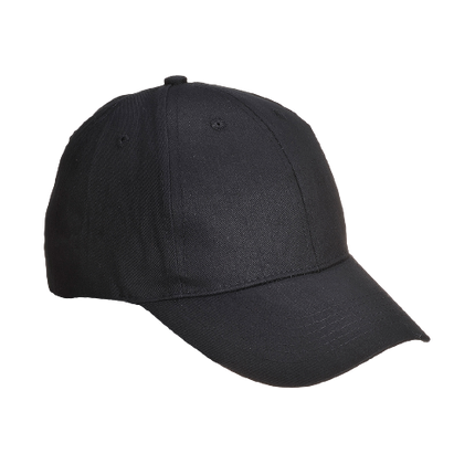 Portwest Six Panel Baseball Cap Adjustable Strap Comfortable Black Cap B010-KarWorkwear