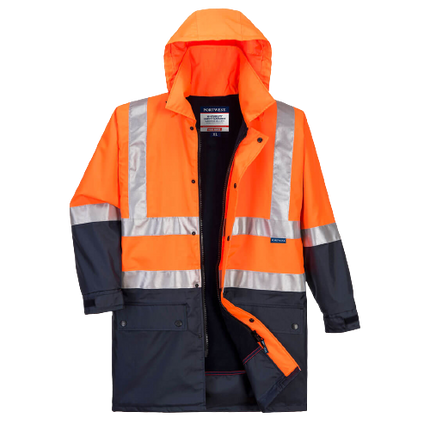 Portwest Fleece Lined Rain Jacket with Tape 2 Tone Reflective Work Safety MJ208-KarWorkwear
