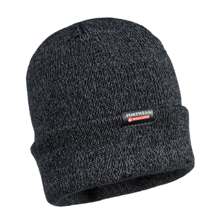 Portwest Reflective Knit Cap Insulatex Lined Black Acrylic Warmth Beanie B026-KarWorkwear