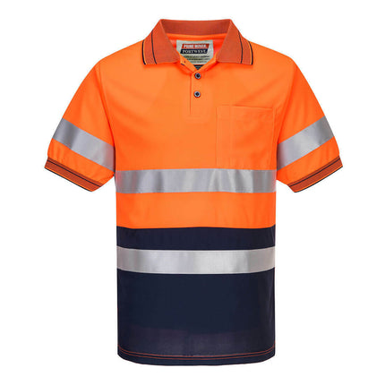 Portwest Mens Prime Mover Short Sleeve Micro Mesh Polo Taped Hi-Vis Work MP510-KarWorkwear