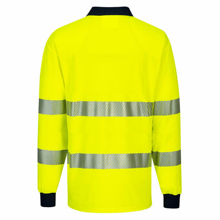 Portwest Mens Long Sleeve PW3 Hi-Vis Polo Shirt  Reflective Safety Workwear T186-KarWorkwear