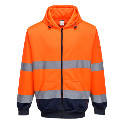 Portwest Two-Tone Zip Front Hoodie Warmth Reflective Tape Work Safety B317-KarWorkwear