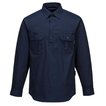 Portwest Adelaide Shirt, Long Sleeve, Light Weight Cotton Polo Shirt MC903-KarWorkwear
