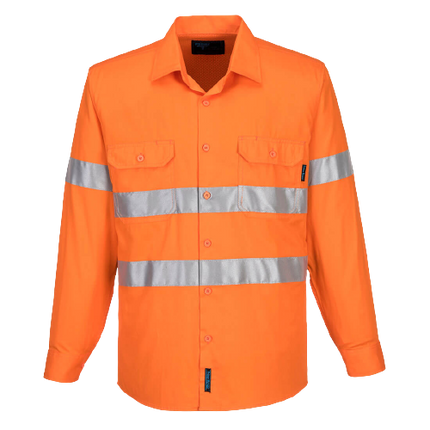 Portwest Hi-Vis Lightweight Long Sleeve Shirt with Tape Reflective Safety MA301-KarWorkwear