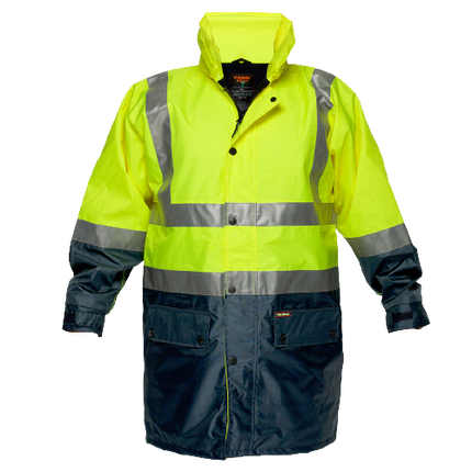 Portwest Fleece Lined Rain Jacket with Tape 2 Tone Reflective Work Safety MJ208-KarWorkwear