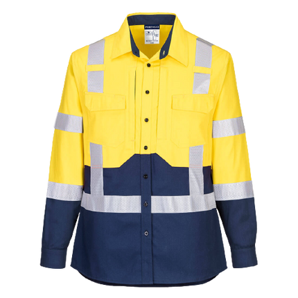 Portwest Ladies Hi-Vis Stretch Long Sleeve Shirt 2 Tone Reflective Safety LS502-KarWorkwear