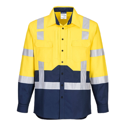 Portwest Hi-Vis Stretch Long Sleeve Shirt Reflective Tape Work Safety MS103-KarWorkwear