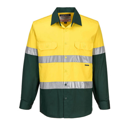 Portwest Mens Prime Mover Taped Hi-Vis Lightweight Long Sleeve Shirt Work MA801-KarWorkwear